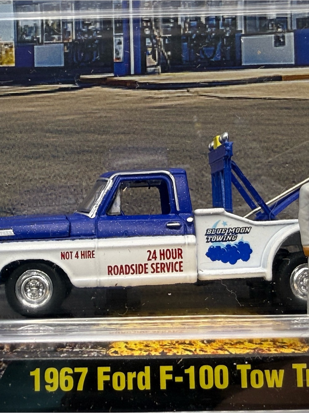 Ford Blue and White 1967 F-100 Tow Truck Toy - Roadside Service